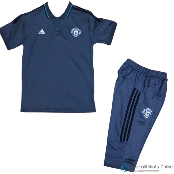 Manchester United Polo Set Komplett 2017-18 Blau Fussballtrikots Günstig